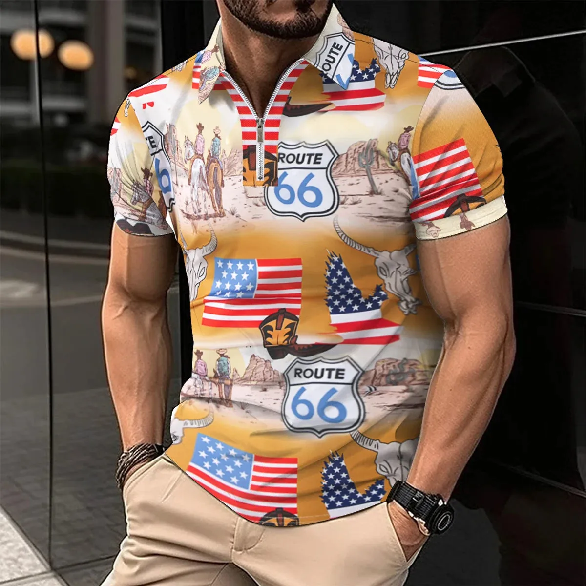 2024 summer new men's casual short-sleeved Polo shirt Office fashion lapel T-shirt men's breathable Polo shirt men's wear