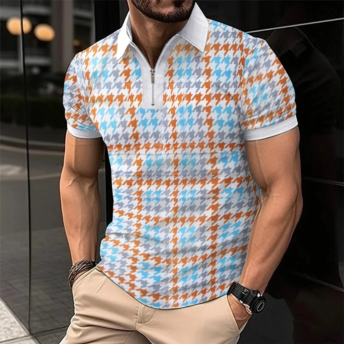 2024 summer new men's casual short-sleeved Polo shirt Office fashion lapel T-shirt men's breathable Polo shirt men's wear