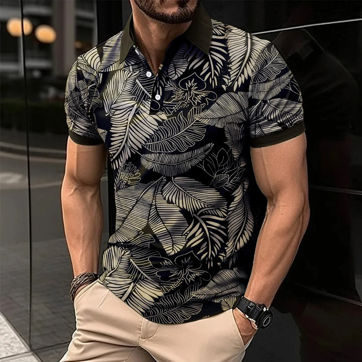 2024 summer new men's casual short-sleeved Polo shirt Office fashion lapel T-shirt men's breathable Polo shirt men's wear