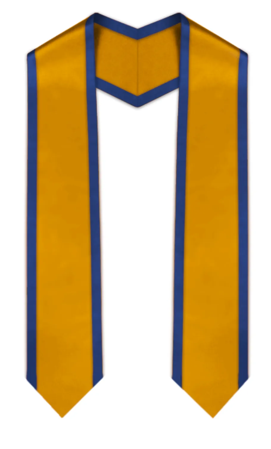 Antique Gold Pointed Graduation Stole with Royal Blue Trim