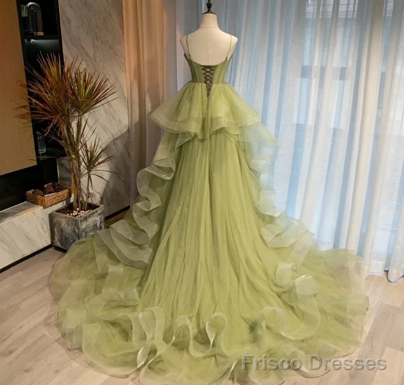 Beautiful Light Green Sweetheart Layers Princess Formal Gown, Green Tulle Long Party Dress Prom Dress