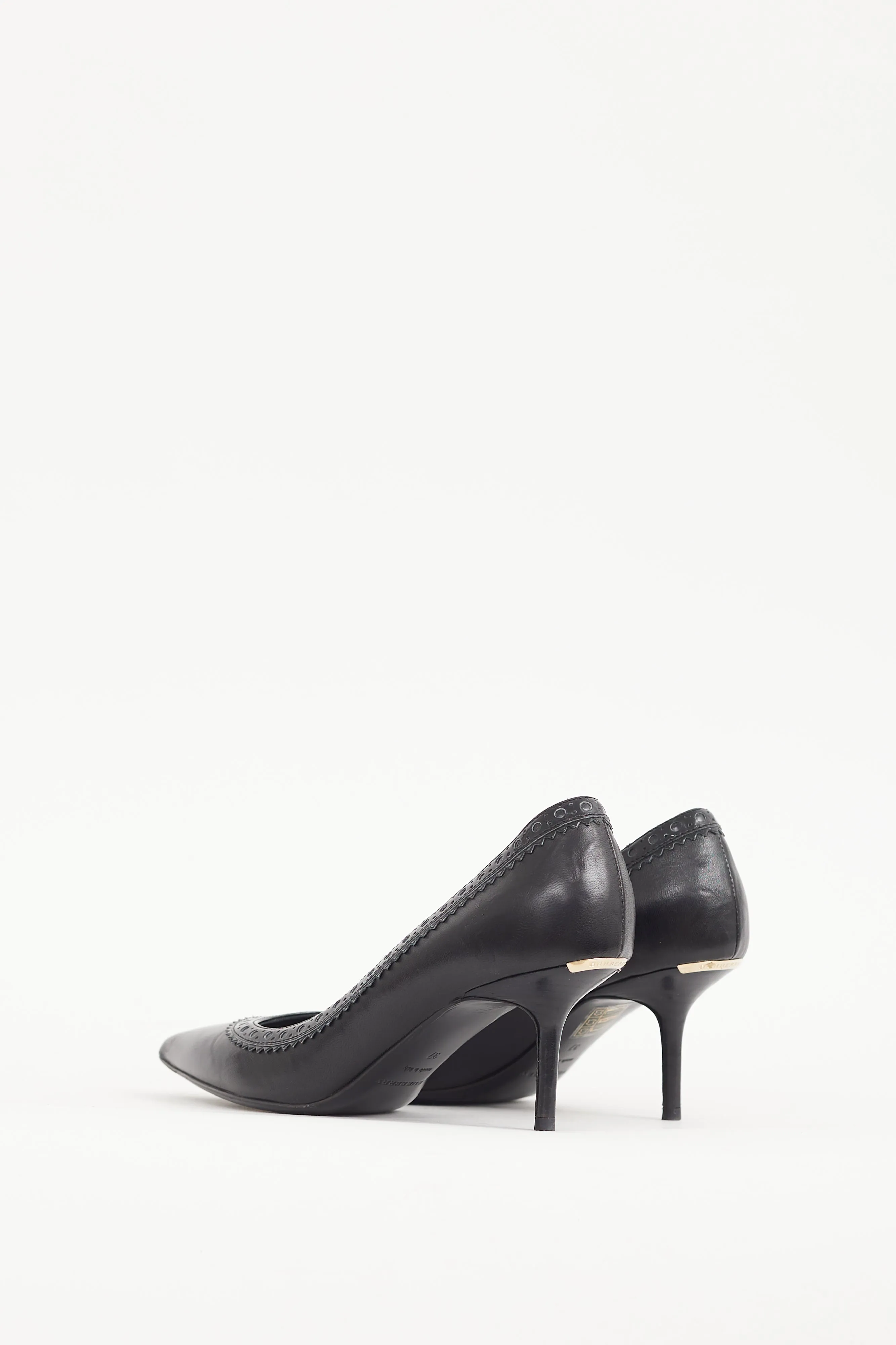 Black Leather Trimmed Pump