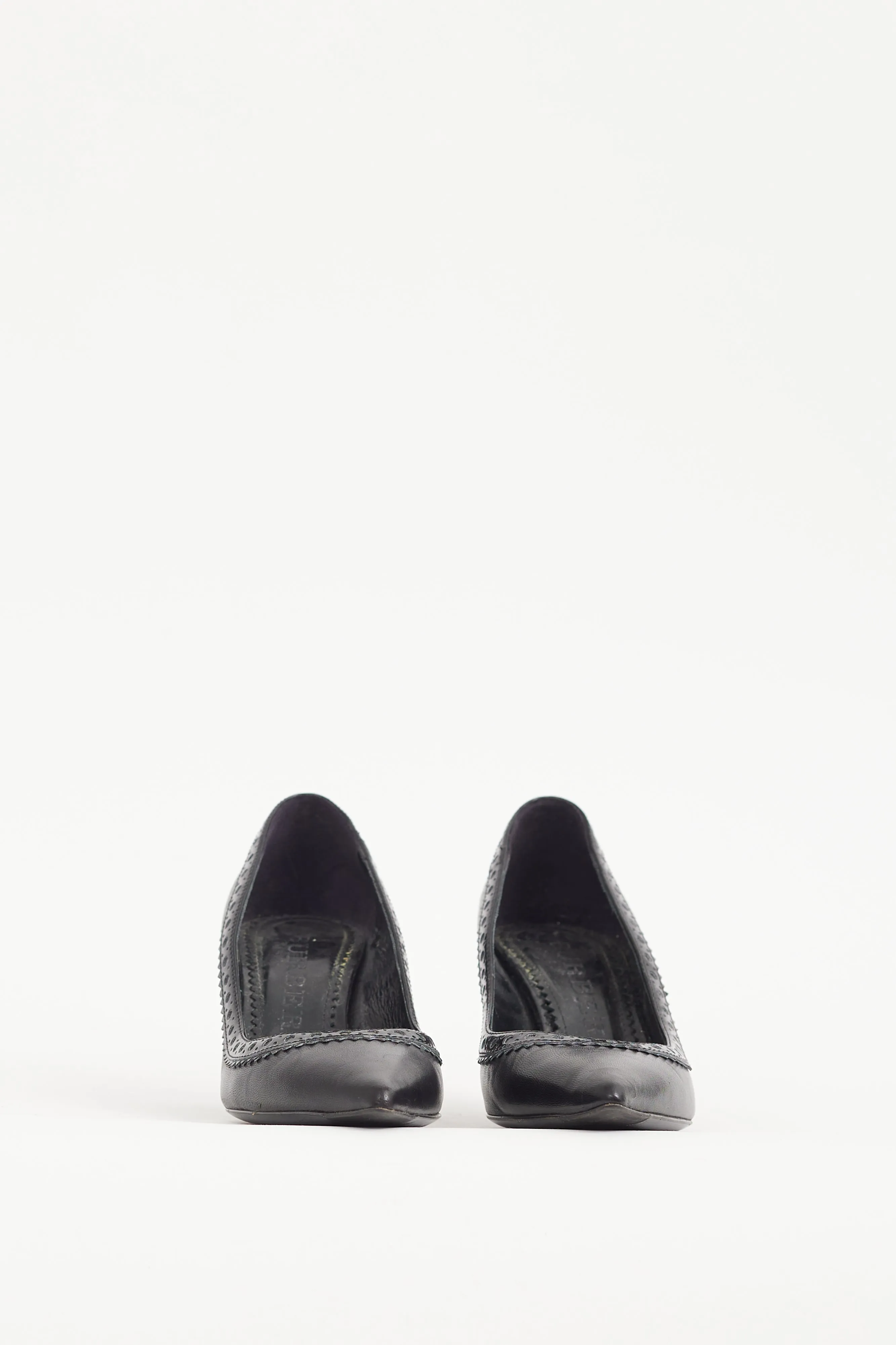 Black Leather Trimmed Pump