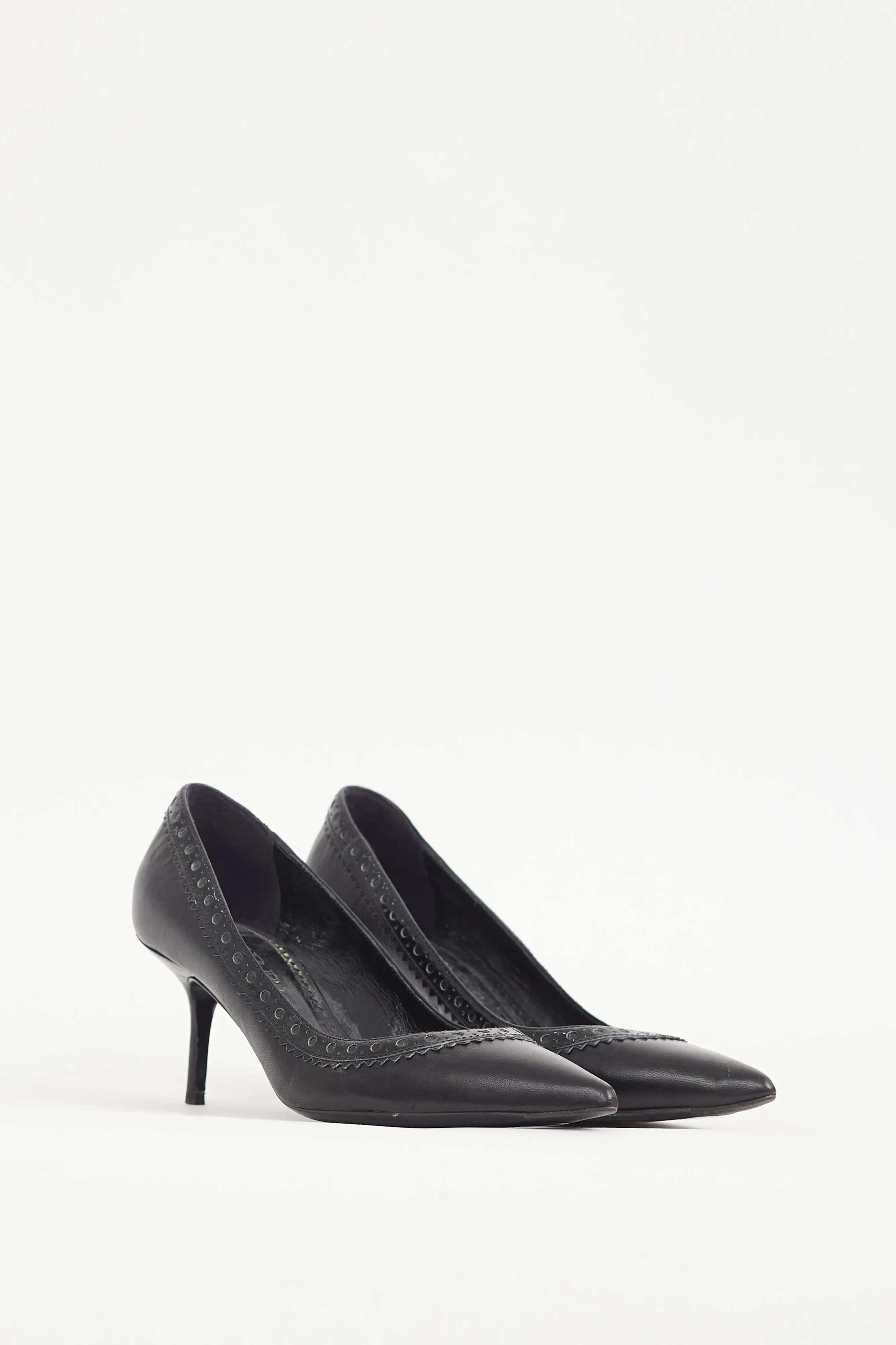 Black Leather Trimmed Pump