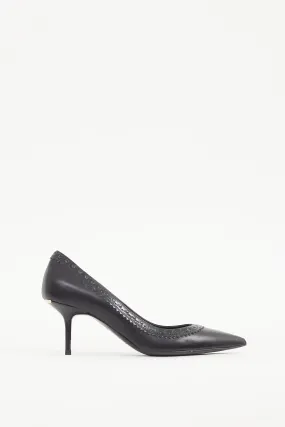 Black Leather Trimmed Pump