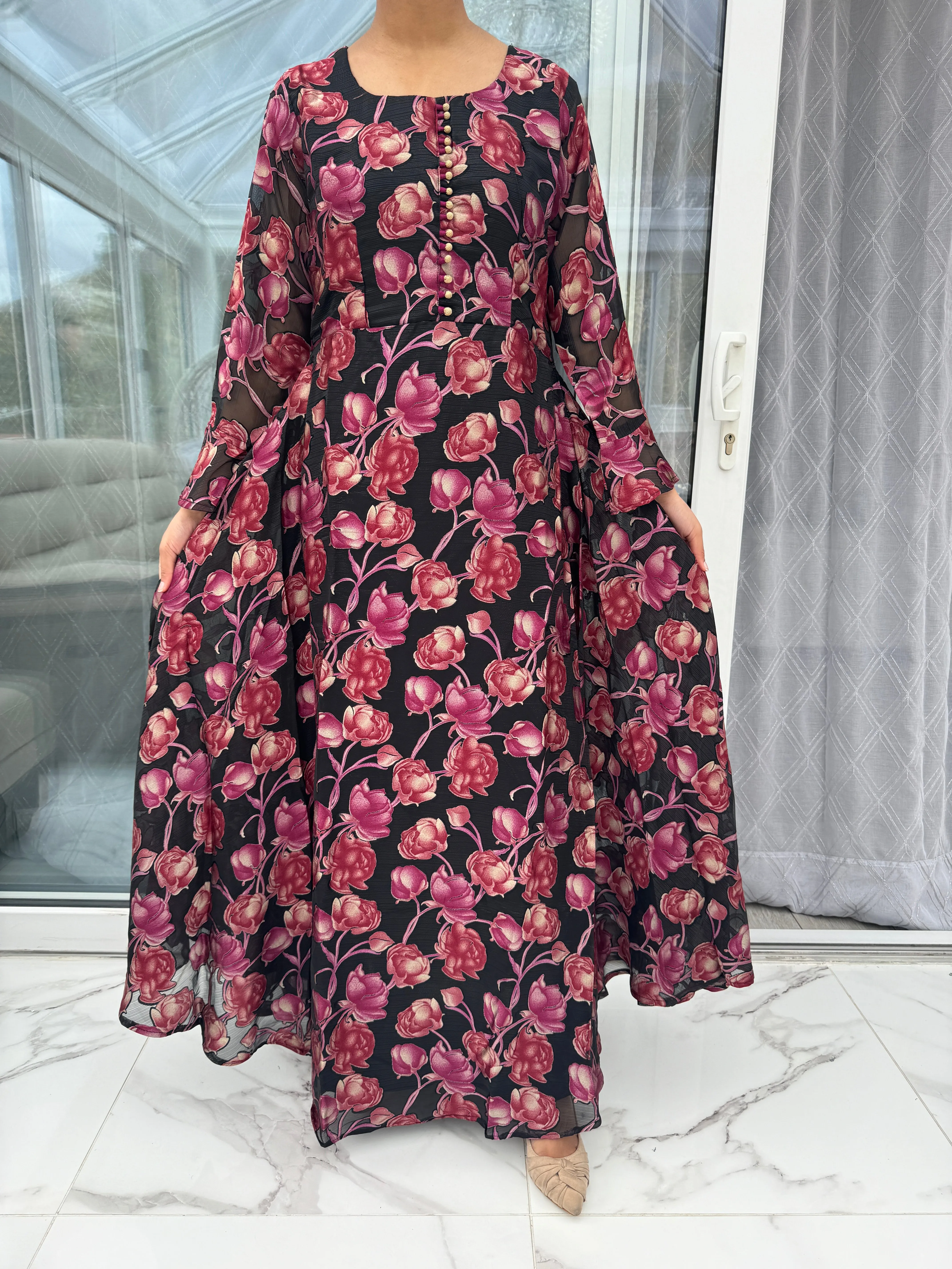 BRASSO CHIFFON FLORAL MAXI
