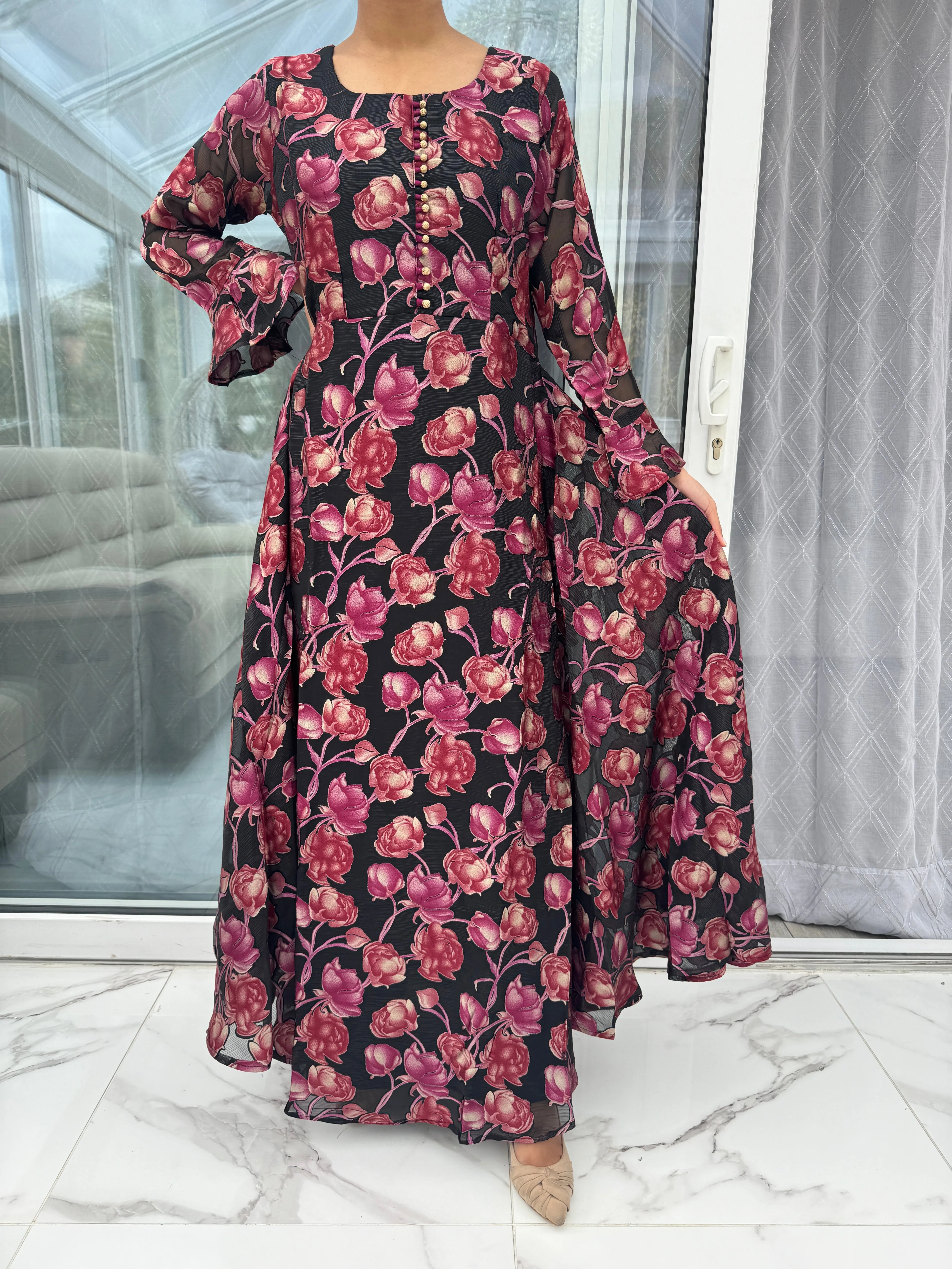 BRASSO CHIFFON FLORAL MAXI