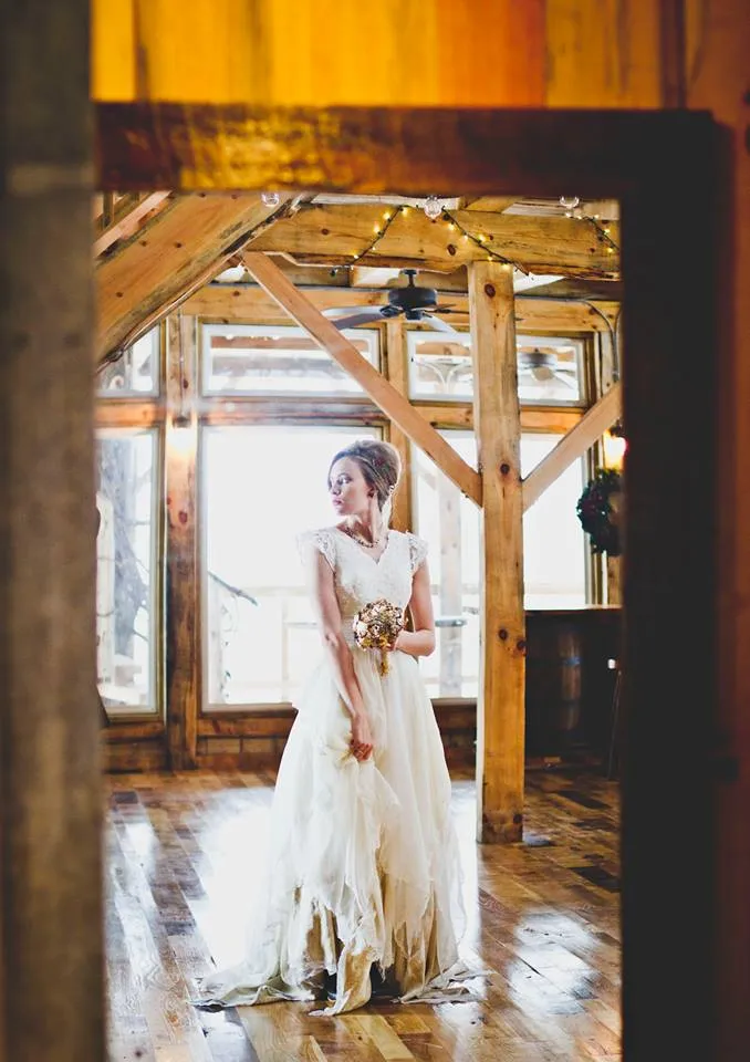 Couture Ivory Lace Handkerchief Gown