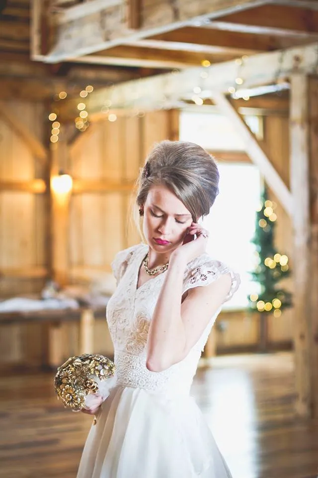 Couture Ivory Lace Handkerchief Gown