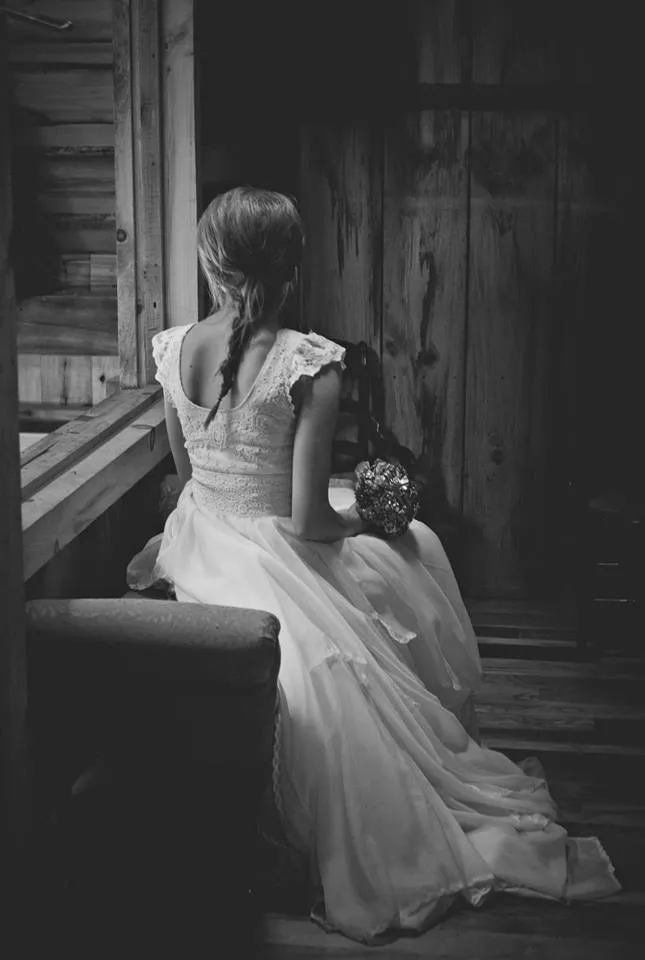 Couture Ivory Lace Handkerchief Gown