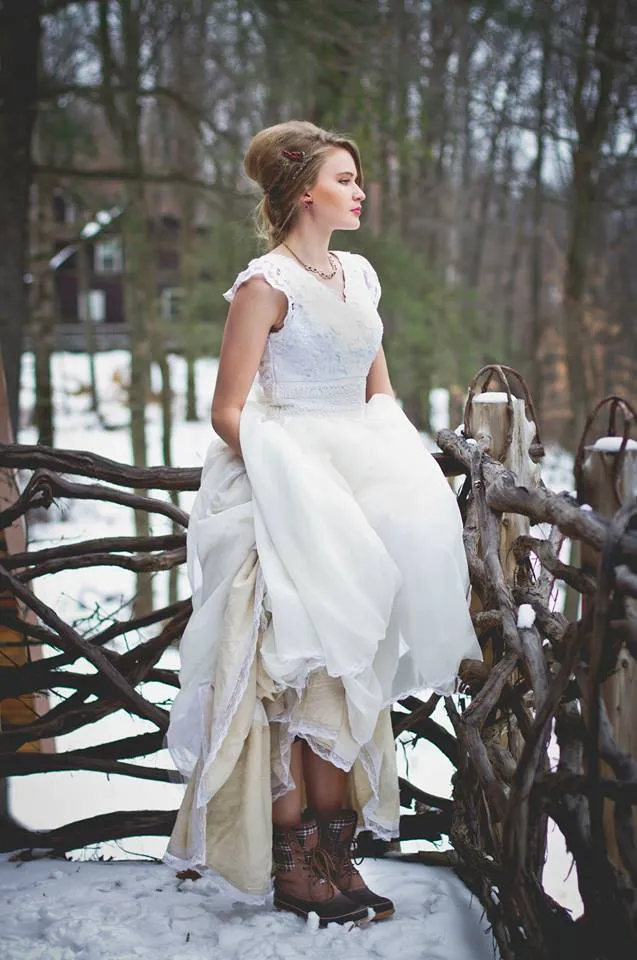 Couture Ivory Lace Handkerchief Gown