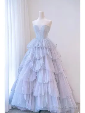 Fairy Ball Gown Sweethart Long Light Sky Blue Prom Dresses 22Th Birthday Outfit