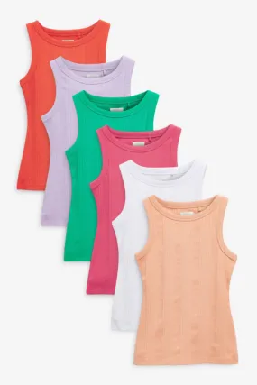 Famous Store Kids Multi 5 Pack Ribbed Vests Famous Store Kids Multi 5 Pack Ribbed Vests