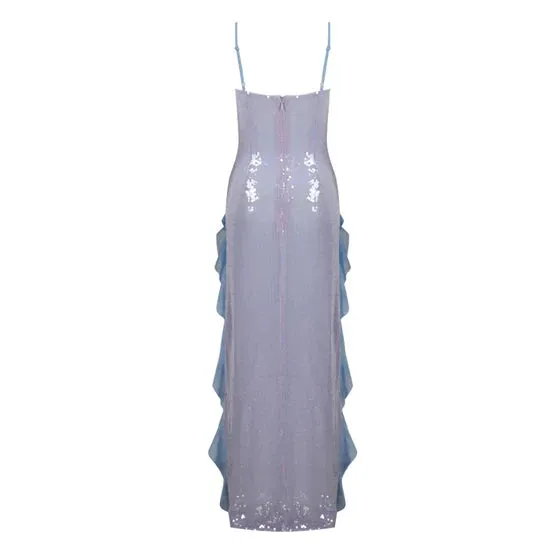 Formal Wear Dresses Light Blue Sequined Spaghetti Straps Evening Party Dress Prom Dresses Shops Formal Women's Dresses