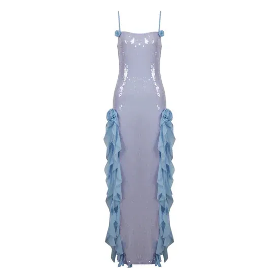 Formal Wear Dresses Light Blue Sequined Spaghetti Straps Evening Party Dress Prom Dresses Shops Formal Women's Dresses