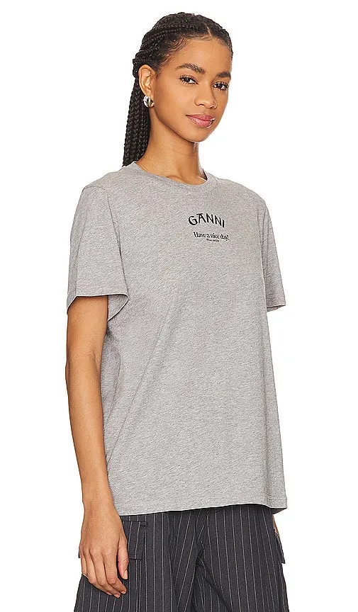 Ganni Relaxed O-Neck T-Shirt in Grey