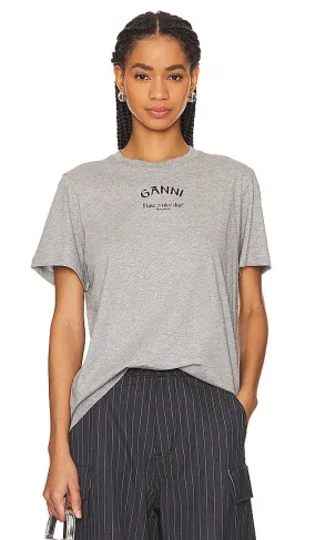 Ganni Relaxed O-Neck T-Shirt in Grey