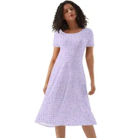 Get Ready to Bloom in Our Womens Purple Plaid Flower Print Dress