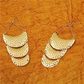 Gold and Silver Oxidised Moon Shaped Layered Drop Earring