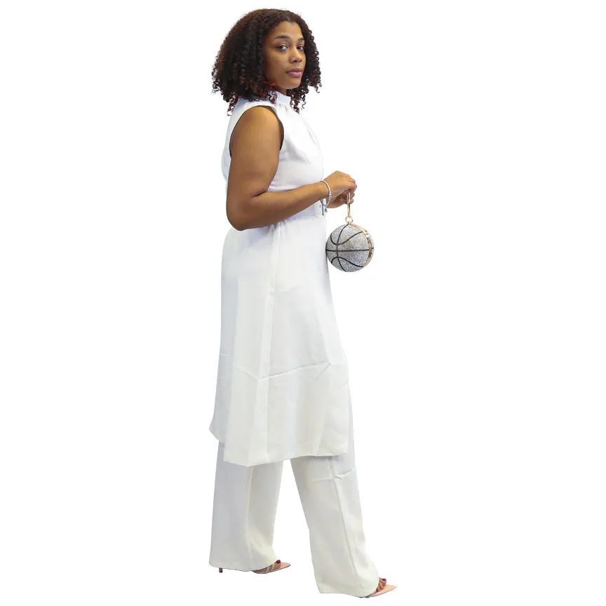 modernly chic all white pants set, white