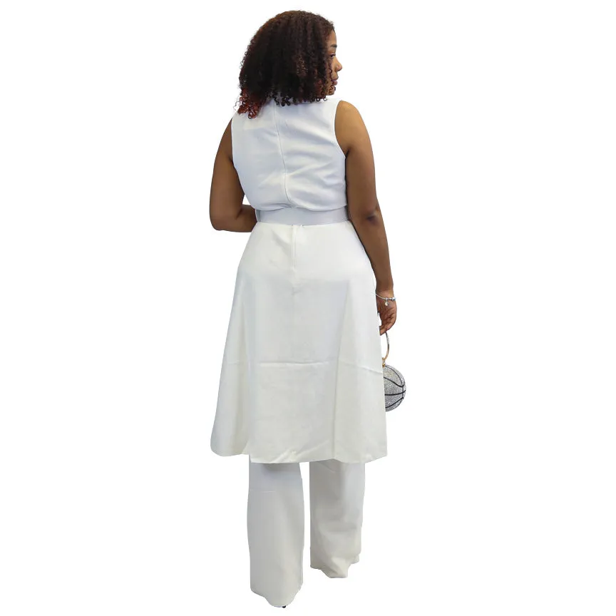 modernly chic all white pants set, white