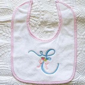 PINK STRIPE TRIMMED BIB