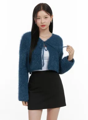 Ribbon-Trimmed Bolero Cardigan OS411
