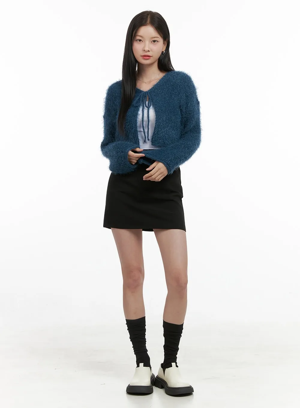 Ribbon-Trimmed Bolero Cardigan OS411
