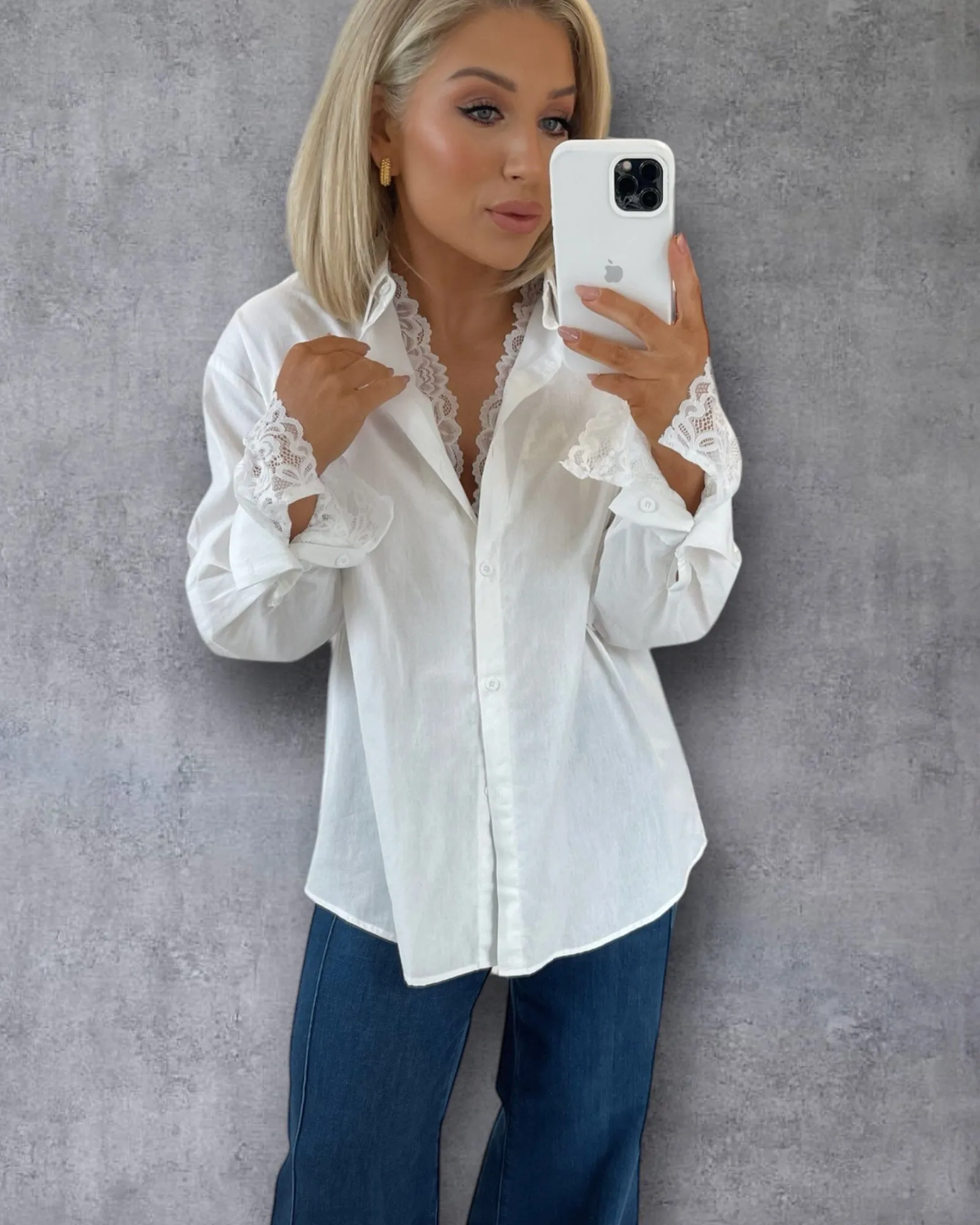 SHAY LACE TRIMMED BLOUSE - WHITE