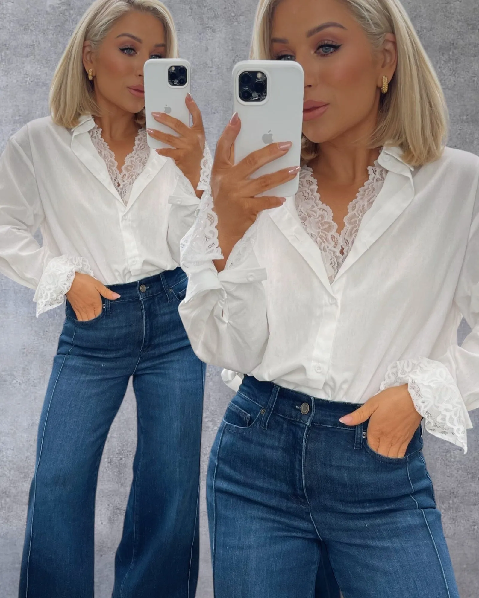 SHAY LACE TRIMMED BLOUSE - WHITE