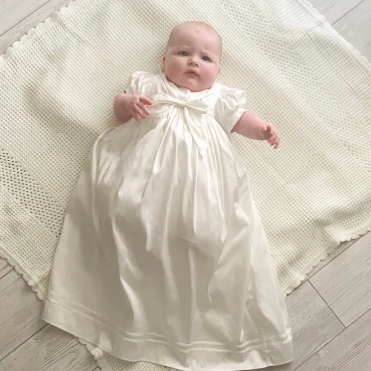 Unisex Christening Gown with Ribbon Trim