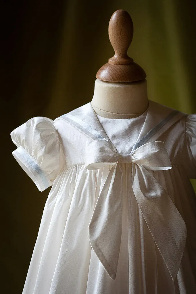 Unisex Christening Gown with Ribbon Trim