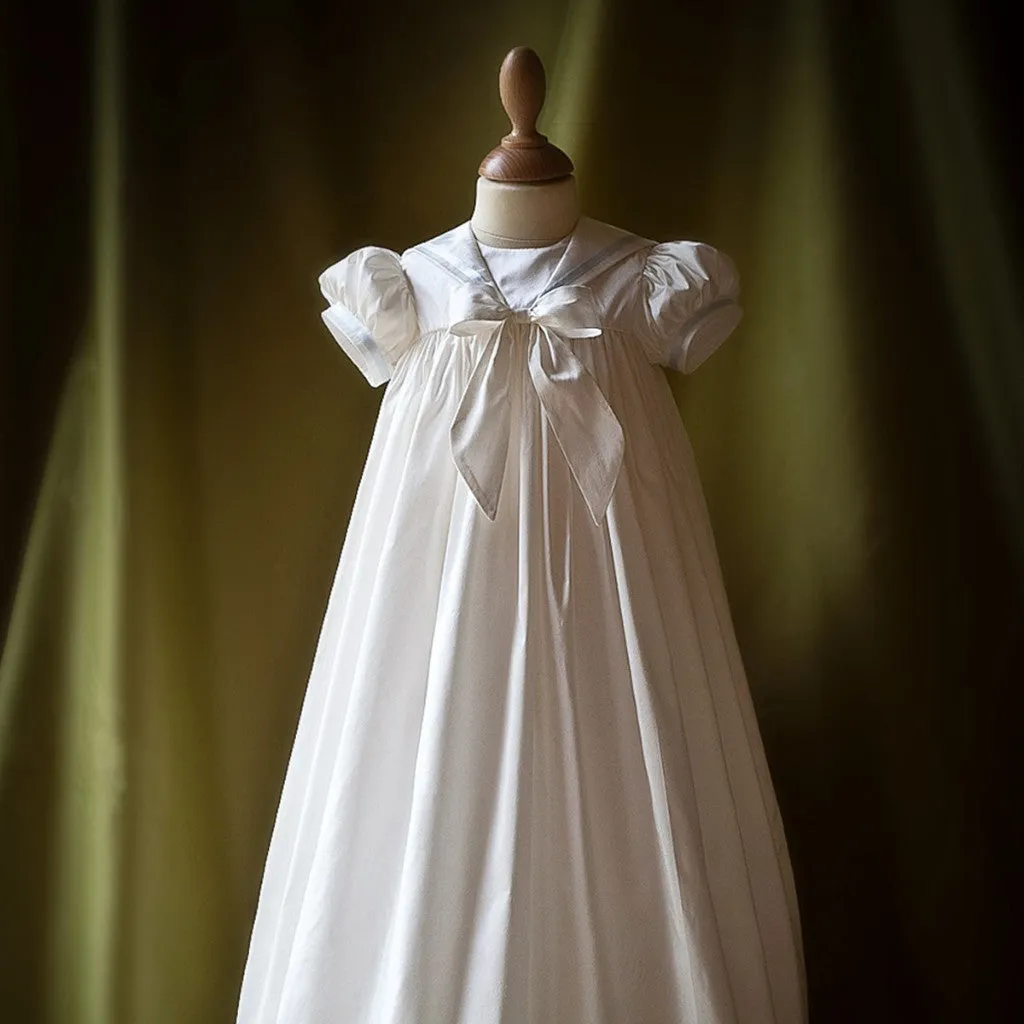 Unisex Christening Gown with Ribbon Trim