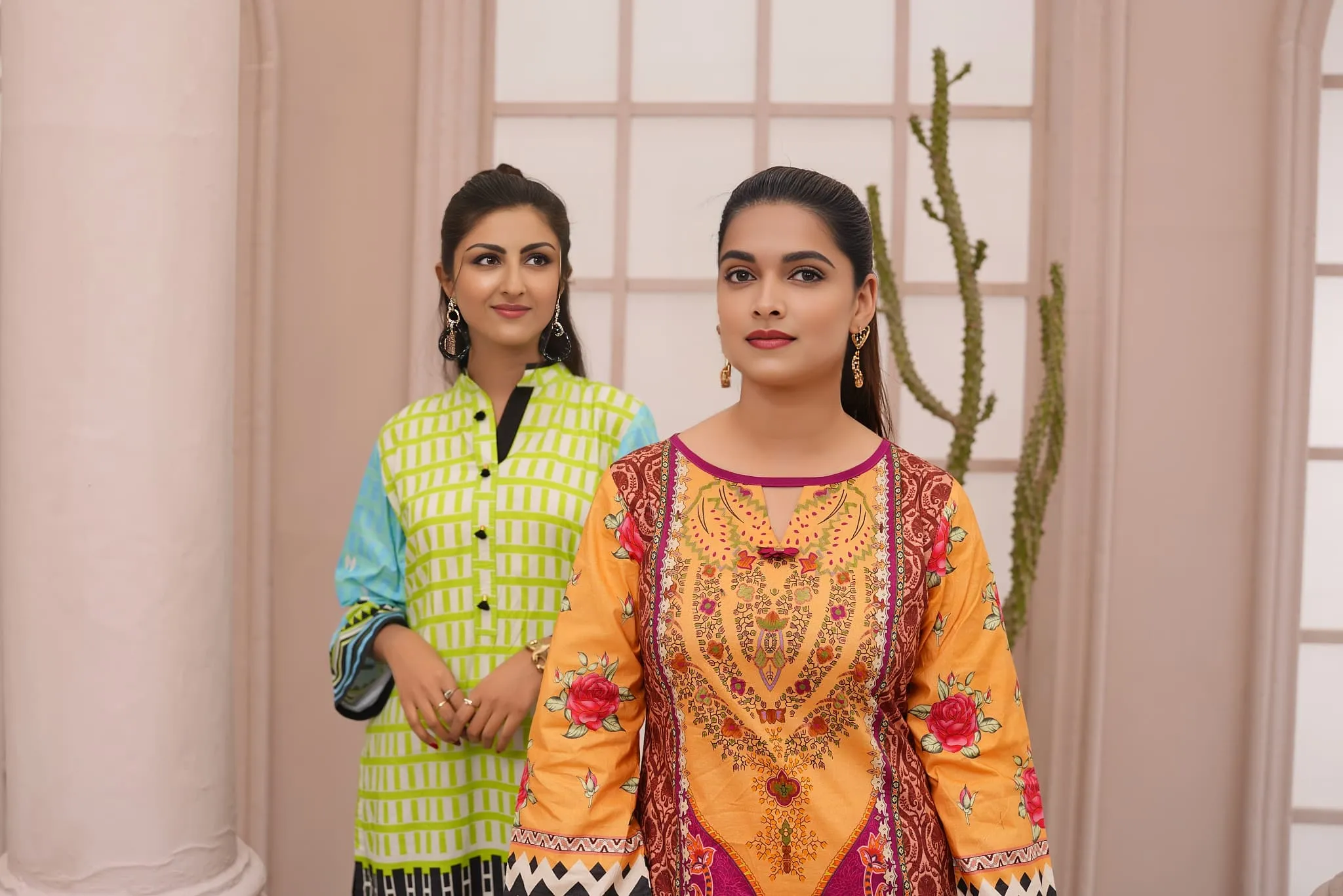 Women's Cotton Printed Kurti - Green & Blue | Buy Online USA – IshDeena